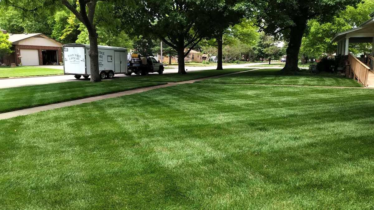 Perfect striped lawn maintained by Windy Ridge